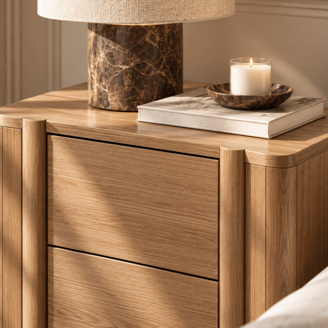 Oli - Table de chevet 2 tiroirs en bois