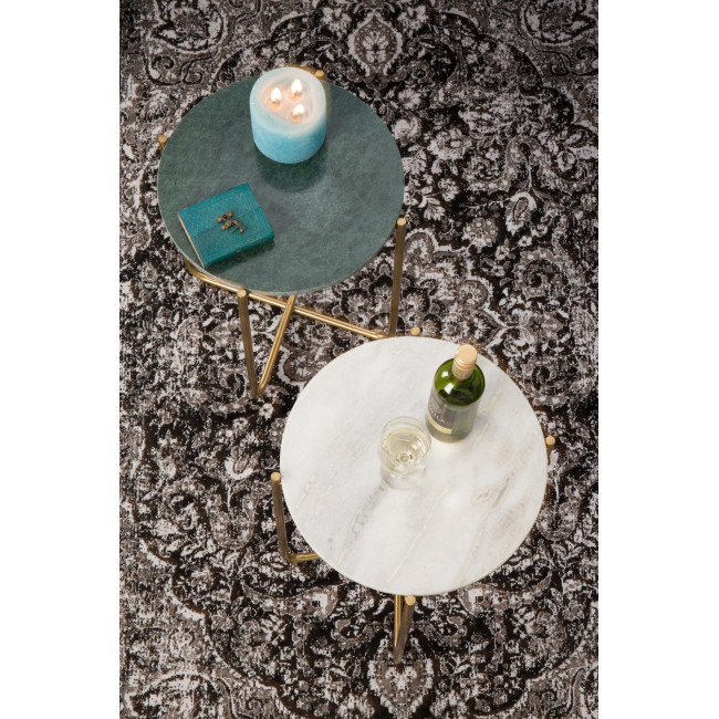 Table d'appoint marbre et laiton Timpa - Blanc craie