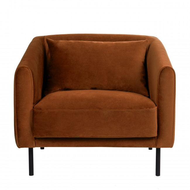 Winsen - Fauteuil en velours pieds droits en métal