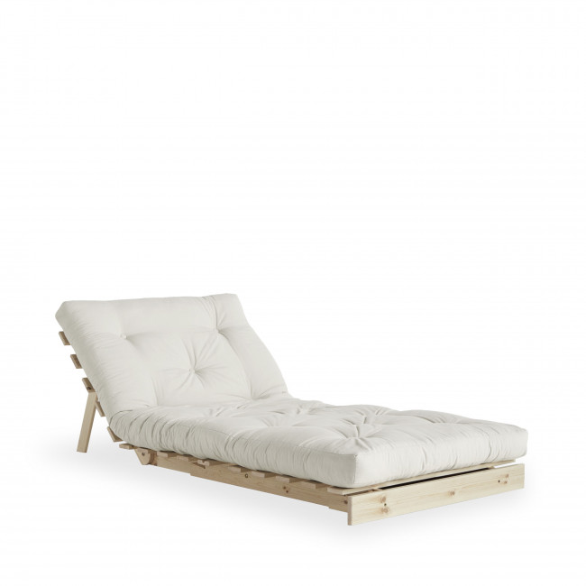 Roots - Fauteuil convertible 90x200 cm en bois naturel et tissu