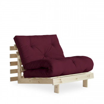 Roots - Fauteuil convertible 90x200 cm en bois naturel et tissu