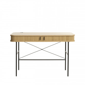 Alicia - Bureau 2 portes aux angles arrondis en bois et méral L120cm