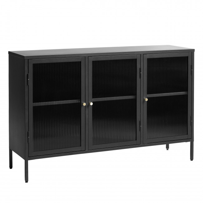 Bjorn - Buffet 3 portes en verre strié et métal L132cm