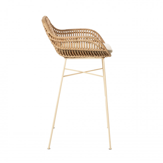 Nunuhai - Lot de 2 tabourets de bar en rotin pieds beige 68cm