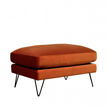 Villabon - Pouf en velours pieds épingles noirs